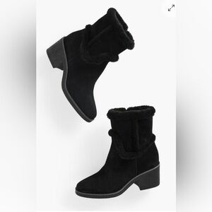 ❤️Talbots Reese Sherpa Block Heel Boots👢 Suede 💕